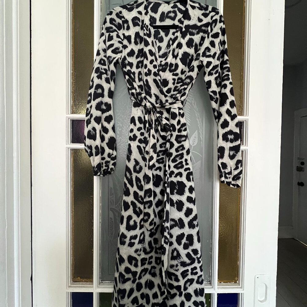 Avantlook Leopard Print Wrap Dress